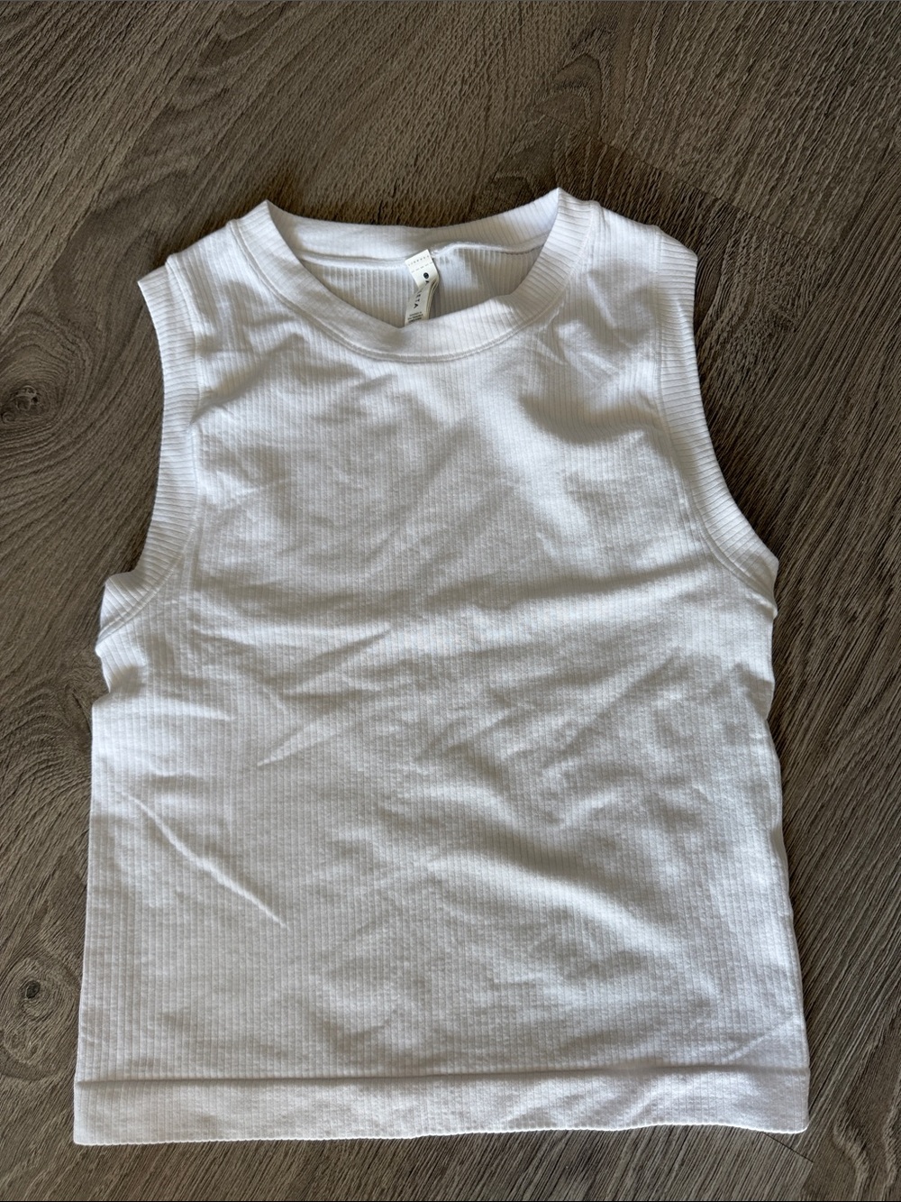 ATHLETA White Ribbed Sleeveless Tank Top